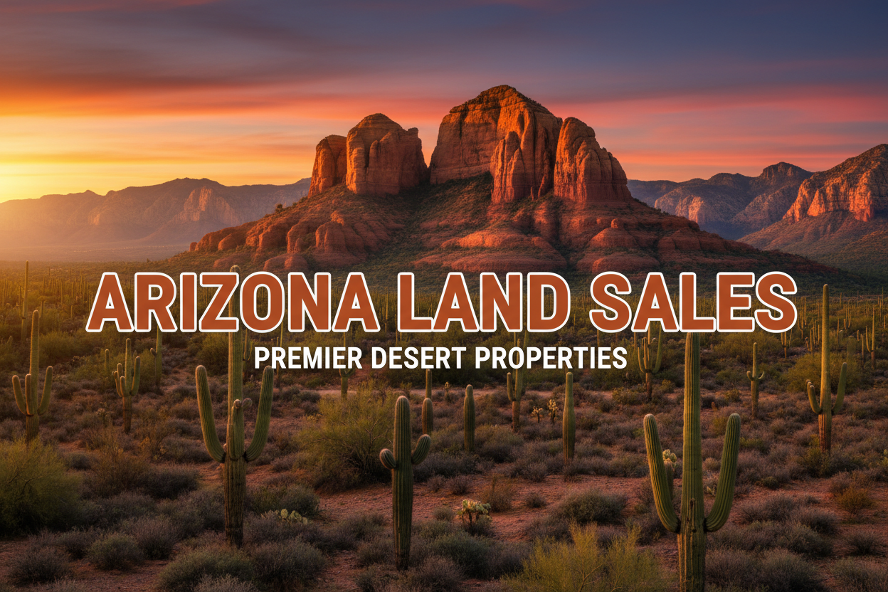 Arizona Land Sales banner with desert landscape